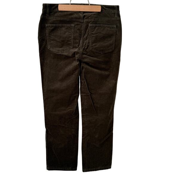 Talbots Dark Green Size 10 Corduroy Straight Leg Pant High Waist Stretch - Picture 3 of 11